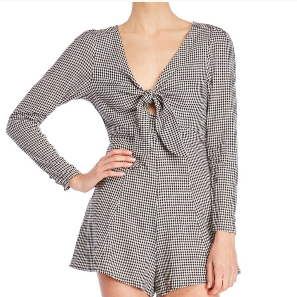 Open Back Gingham Romper